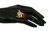 Dolce & Gabbana Gold Brass Resin Beige Dog Pet Branded Accessory Ring In Beige