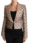 Dolce & Gabbana Gold Floral Sequined Blazer Coat Jacket In Gold