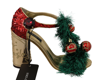 DOLCE & GABBANA DOLCE & GABBANA GOLD LEATHER CRYSTAL CHRISTMAS SANDALS WOMEN'S SHOES