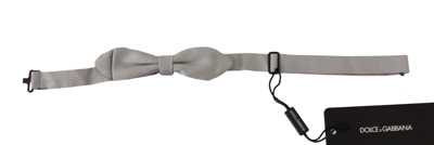 Dolce & Gabbana Grey 100% Silk Faille Adjustable Neck Bow Tie Papillon