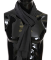 Dolce & Gabbana Gray 100% Wool Striped Pattern Wrap Scarf In Gray