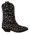 Dolce & Gabbana 40mm Leopard Flocked Lurex Cowboy Boots In Black