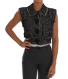 DOLCE & GABBANA DOLCE & GABBANA GRAY BLACK TWEED VEST WOMEN'S JACKET