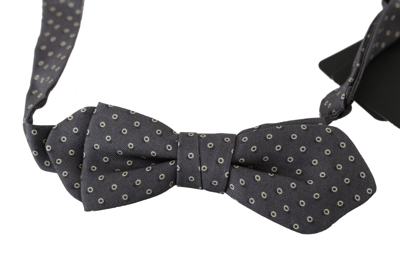 Dolce & Gabbana Grey Circles Silk Slim Adjustable Neck Papillon Men Bow Tie