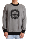 DOLCE & GABBANA DOLCE & GABBANA GRAY CROWN KING COTTON PULLOVER MEN'S SWEATER