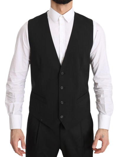 Dolce & Gabbana Grey Gilet Staff Regular Fit Formal Waistcoat