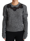 DOLCE & GABBANA DOLCE & GABBANA GRAY LACE TRIMMED PULLOVER CASHMERE WOMEN'S SWEATER