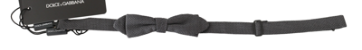 Dolce & Gabbana Grey Patterned Silk Adjustable Neck Bow Tie Papillon