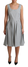 Dolce & Gabbana Gray Polka Dotted Cotton A-line Dress In Gray