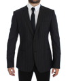 Dolce & Gabbana Gray Striped Slim Fit Wool Blazer In Gray
