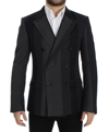 Dolce & Gabbana Gray Striped Wool Stretch Blazer In Gray