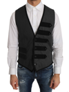 DOLCE & GABBANA DOLCE & GABBANA GRAY WOOL PATTERNED SLIM MEN'S VEST