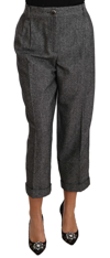 Dolce & Gabbana Gray Wool Pleated Cropped Trouser Pants In Gray