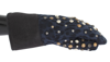 Dolce & Gabbana Gray Wool Shearling Studded Blue Leopard Gloves In Gray