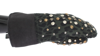 Dolce & Gabbana Gray Wool Shearling Studded Green Leopard Gloves In Gray