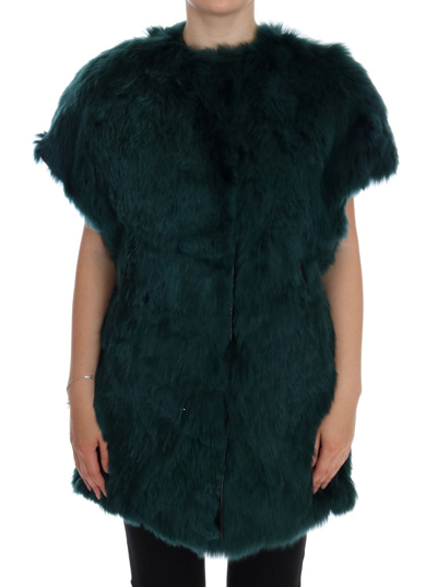 Dolce & Gabbana Green Alpaca Fur Waistcoat Sleeveless Jacket