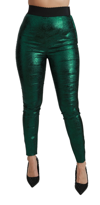 DOLCE & GABBANA DOLCE & GABBANA GREEN JACQUARD HIGH WAIST LEGGING STRETCH  WOMEN'S PANTS