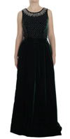 DOLCE & GABBANA DOLCE & GABBANA GREEN VELVET CRYSTAL LONG MAXI WOMEN'S DRESS