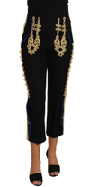 DOLCE & GABBANA DOLCE & GABBANA MILITARY EMBELLISHED WOMEN'SS BLACK GOLD DRESS WOMEN'S PANT