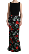 Dolce & Gabbana Multicolor Floral Print Stretch Sheath Long Dress In Multicolor