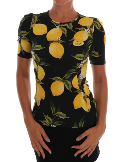 Dolce & Gabbana Multicolor Lemon Silk Stretch Women's T-shirt