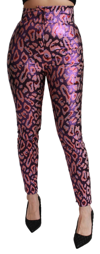 DOLCE & GABBANA DOLCE & GABBANA MULTICOLOR PATTERNED CROPPED HIGH WAIST WOMEN'S PANTS