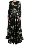 Dolce & Gabbana Multicolor Silk Sunflower Print Long Maxi Dress In Multicolor