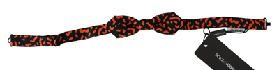 Dolce & Gabbana Orange Black Pattern Adjustable Neck Papillon Men Bow Tie