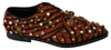 Dolce & Gabbana Tiger Pattern Crystal Embellished Flats In Orange