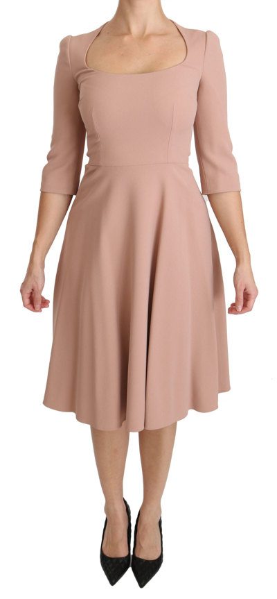 DOLCE & GABBANA DOLCE & GABBANA ELEGANT LIGHT PINK A-LINE KNEE LENGTH WOMEN'S DRESS
