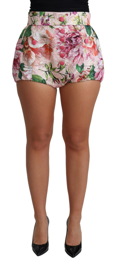 Dolce & Gabbana Pink Cotton Floral Print Hot Trousers Short
