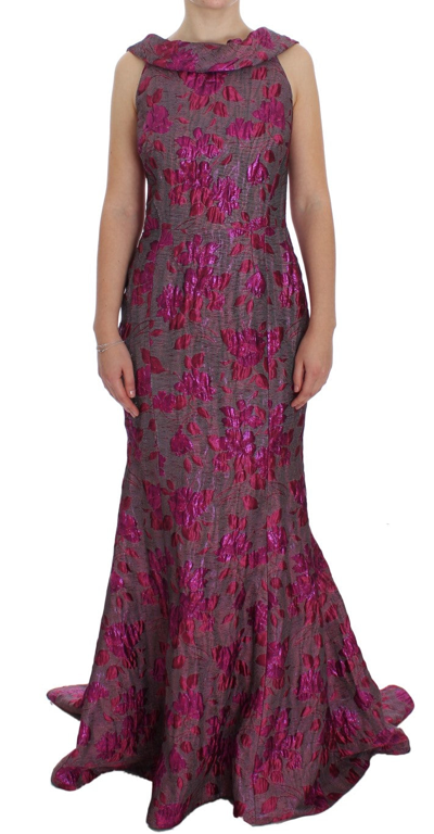 Dolce & Gabbana Women Pink Floral Brocade Sheath Gown Dress
