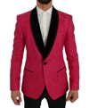 Dolce & Gabbana Pink Floral Brocade Slim Blazer Jacket In Pink