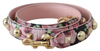 Dolce & Gabbana Pink Floral Gold Studs Bag Accessory Shoulder Strap In Pink