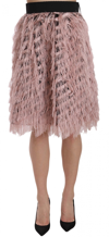 DOLCE & GABBANA DOLCE & GABBANA PINK GOLD FRINGE METALLIC PENCIL A-LINE WOMEN'S SKIRT