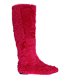 Dolce & Gabbana Pink Lamb Fur Leather Flat Boots Shoes In Pink
