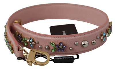 Dolce & Gabbana Pink Leather Crystals Bag Accessory Shoulder Strap