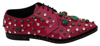Dolce & Gabbana Pink Leather Crystals Dress Broque Shoes In Pink