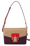 Dolce & Gabbana Purple Beige Red Leather Crossbody Purse Bag In Purple