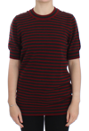 Dolce & Gabbana Red Gray Cashmere Short Sleeve Sweater In Red