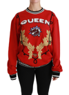 Dolce & Gabbana Red Queen Sequined Love Pullover Sweater In Red