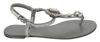 Dolce & Gabbana Silver Crystal Sandals Flip Flops Shoes In Silver