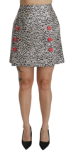 Dolce & Gabbana Silver Pattern A-line High Waist Skirt In Black