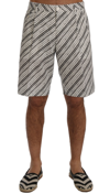 DOLCE & GABBANA DOLCE & GABBANA WHITE BLACK STRIPED CASUAL MEN'S SHORTS