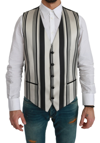 Dolce & Gabbana White Black Stripes Waistcoat Formal Vest In Black