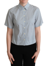 Dolce & Gabbana White Blue Polka Dot Cotton Shirt In White