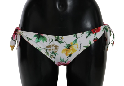 Dolce & Gabbana White Floral Swimsuit Bottom Bikini Beachwear