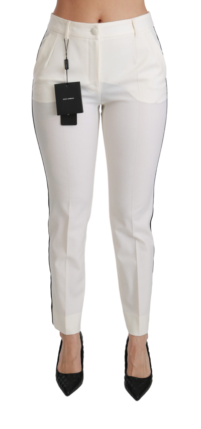 Dolce & Gabbana White High Waist Skinny Slim Cropped Pants