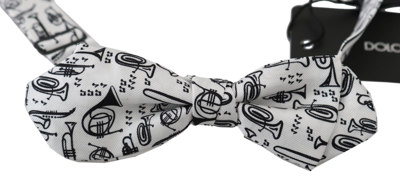 DOLCE & GABBANA DOLCE & GABBANA ELEGANT WHITE SILK BOW TIE FOR SOPHISTICATED MEN'S EVENINGS