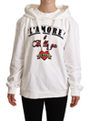 DOLCE & GABBANA DOLCE & GABBANA WHITE L'AMORE MOTIVE HOODED WOMEN'S SWEATER